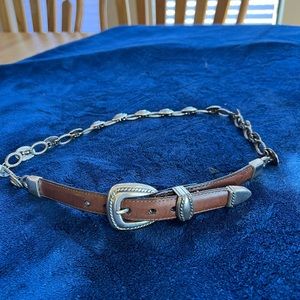 Brighton brown leather and silver belt